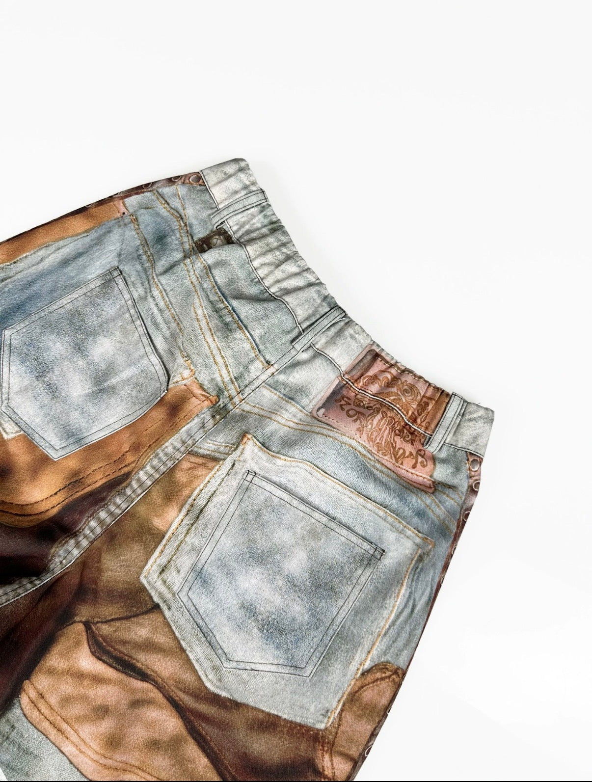 Pantalones Cargo Estilo Patchwork Ilusión Denim – Streetwear Artístico